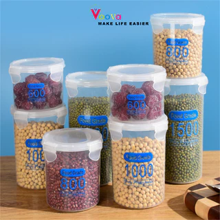 VOOVA Toples Kedap Udara/Toples plastik tebal/Toples plastik bening 600 800 1000 1500ML/Toples Serbaguna