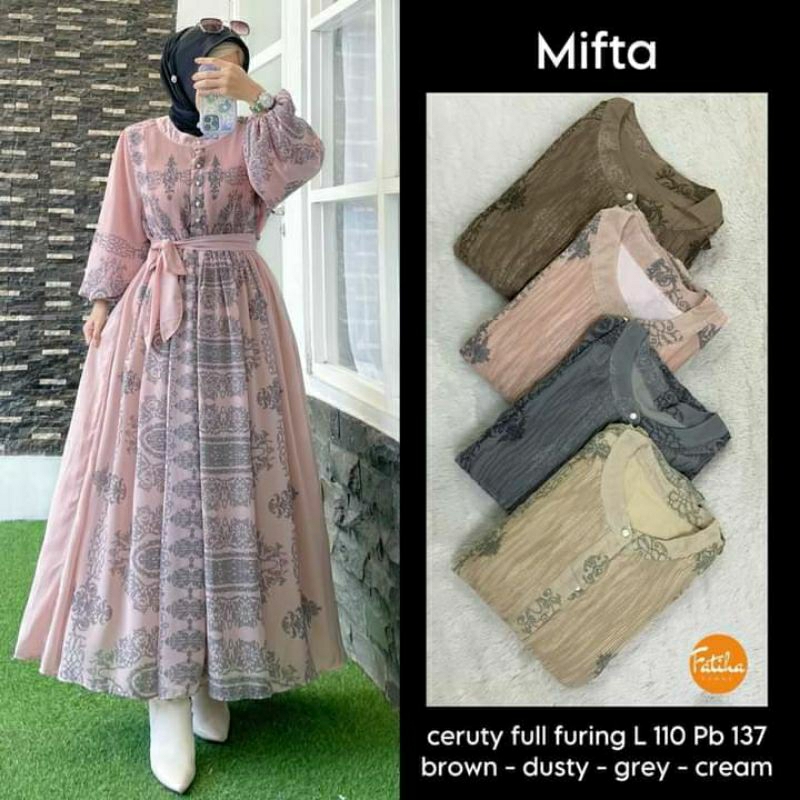 Jual MIFTA DRESS BY FATIHA STORE / BB2pc ( dusty ) | Shopee Indonesia