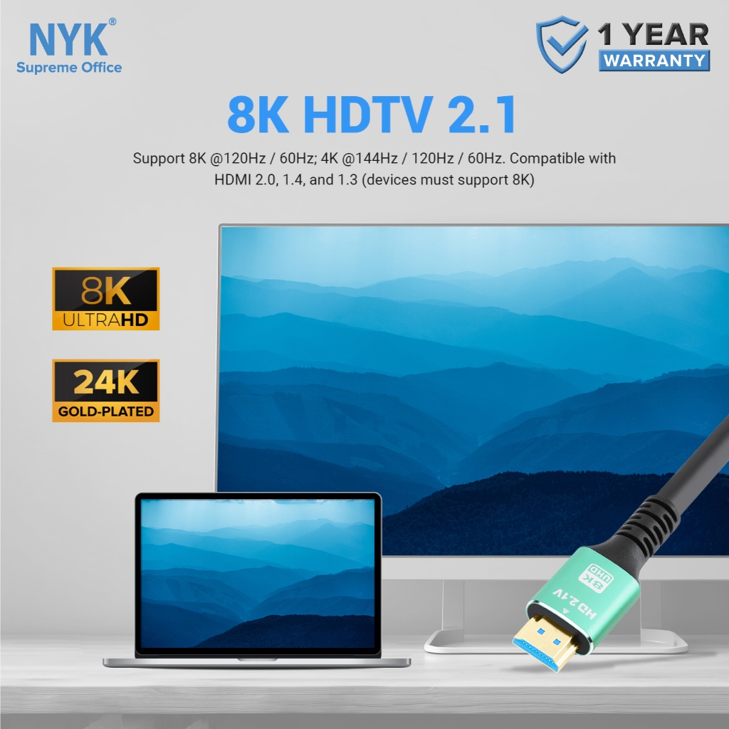 NYK Kabel HDMI to HDMI 2.1 Support 8K Ultra HD 3 Meter COD (2)