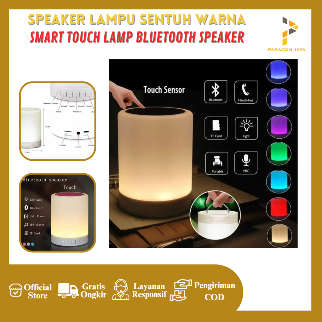 Jual Speaker Lampu Sentuh Warna Smart Touch Lamp Bluetooth Speaker
