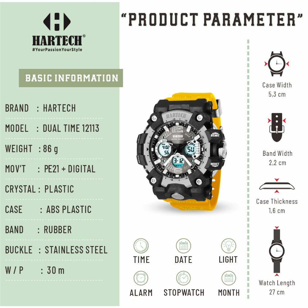 Jual HARTECH DT 12113 Jam Tangan Digital Pria Water Resist | Shopee ...