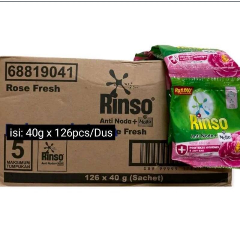 Jual rinso bubuk renceng 40gr perdus isi 21renceng x6 sachet | Shopee ...
