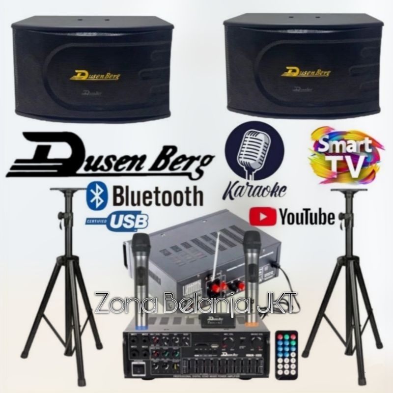 Jual PAKET SOUND SYSTEM KARAOKE SPEAKER DUSENBERG 10 INCH AMPLIFIER USB BLUETOOTH MIC WIRELESS