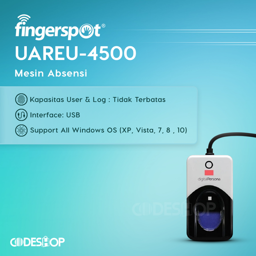 Jual Mesin Fingerprint Fingerspot U are U 4500 Digital Persona Flexcode ...