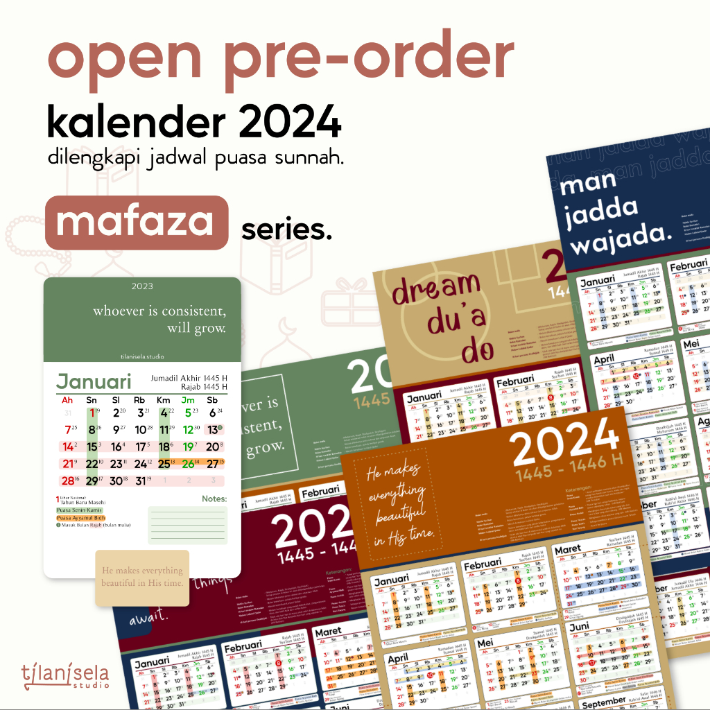 Jual Kalender 2024 Dilengkapi Jadwal Puasa Sunnah | Mafaza Series ...