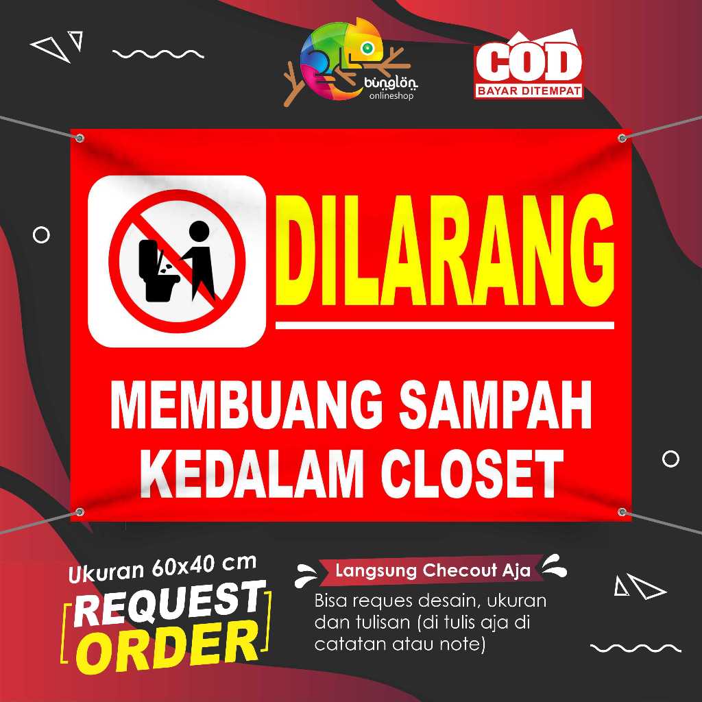 Jual Spanduk Banner Dilarang Membuang Sampah Kedalam Closet Shopee