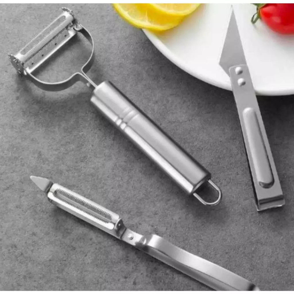 3in1 Pengupas Buah Stainless / Set 3in1 Parutan Buah dan Sayur Pisau Buah Peeler | AutoStock