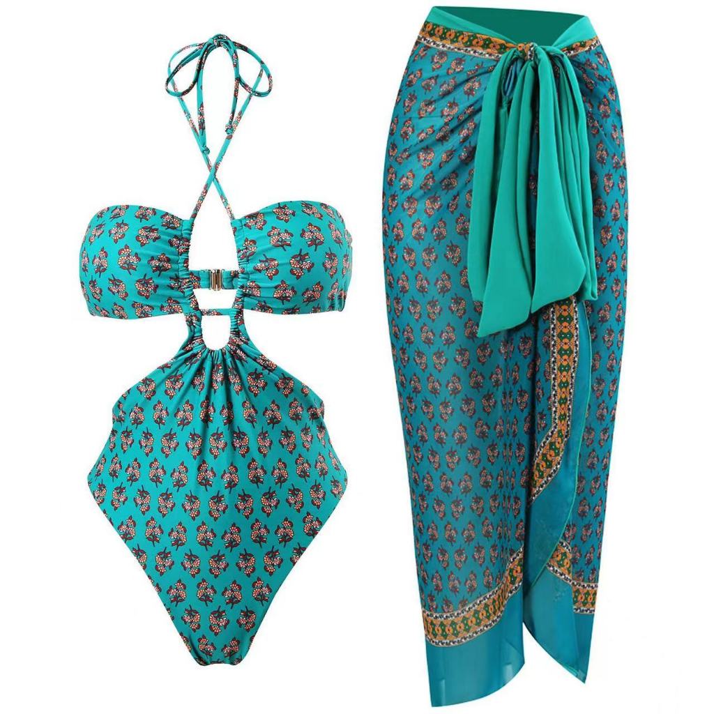 Jual 𝐑𝐄𝐀𝐃𝐘 𝐒𝐓𝐎𝐂𝐊 𝐒𝐀𝐅 EVELYN GREEN swimsuit one piece woman + skirt