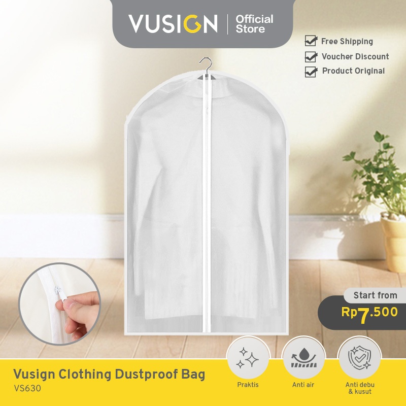 Jual Vusign Clothes Cover Cover Baju Resleting Anti Debu Penutup Gantungan Baju Sarung 9889