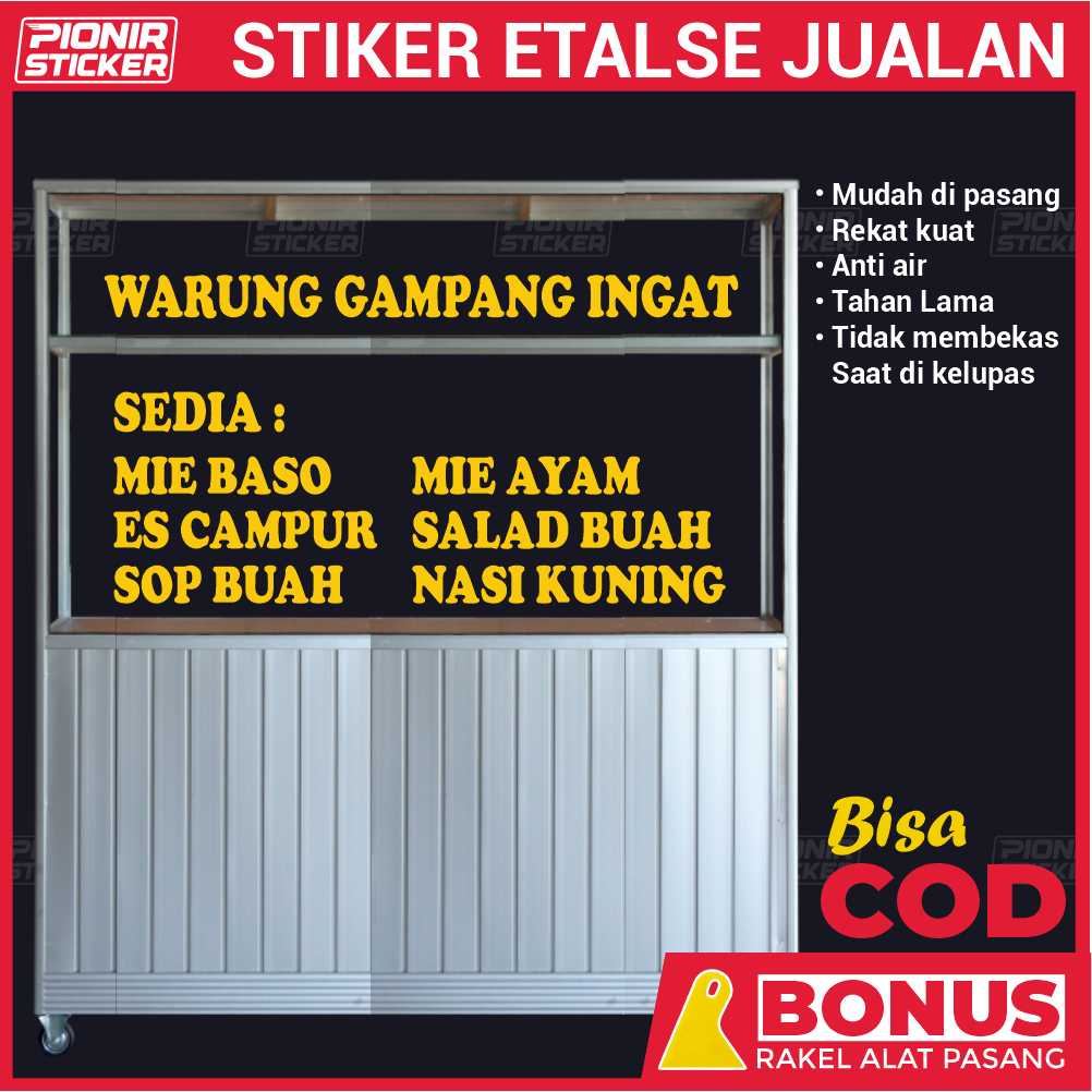 Jual Stiker Kaca Etalase Toko Cutting Sticker Huruf Abjad Jualan Toko Gerobak Mie Yam Mie Baso