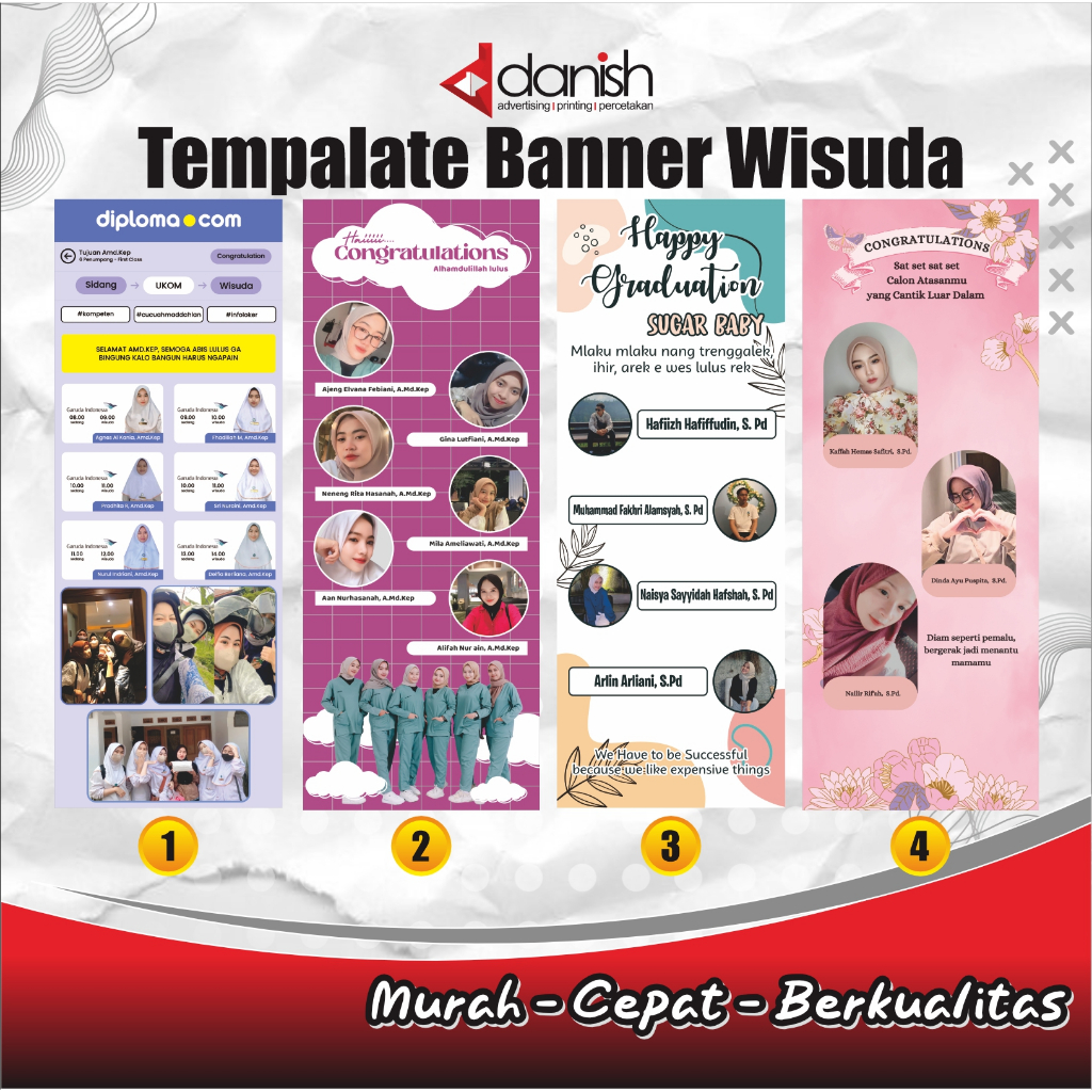 Jual Banner Wisuda Sesuai Template Sudah Termasuk Kaki X Banner Free