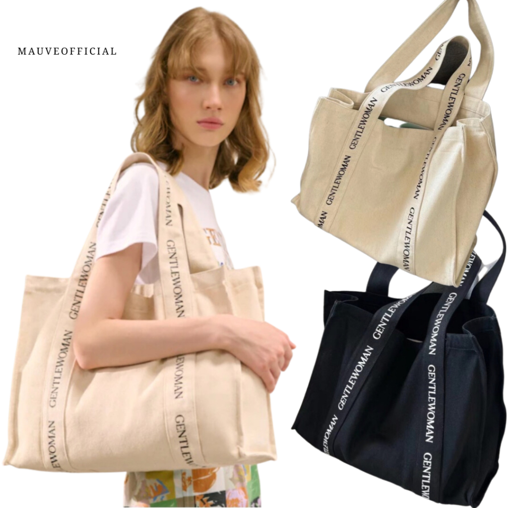 MAUVE PREMIUM GENTLEWOMEN BOX TOTE BAG IMPORT TERMURAH GENTLEWOMAN CANVAS  TOTEBAG GNTL WOMEN
