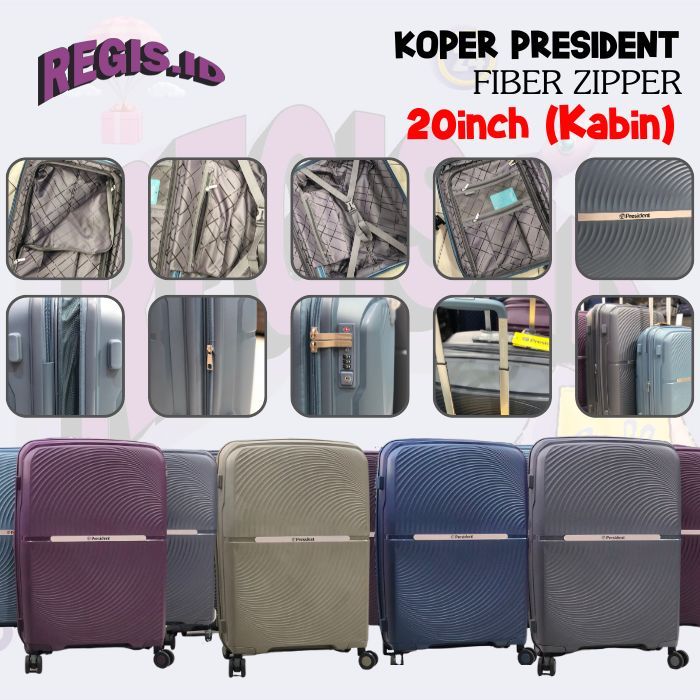 Jual KOPER PRESIDENT ORIGINAL 20inch 100% FIBER ANTI PECAH ZIPPER TSA ...