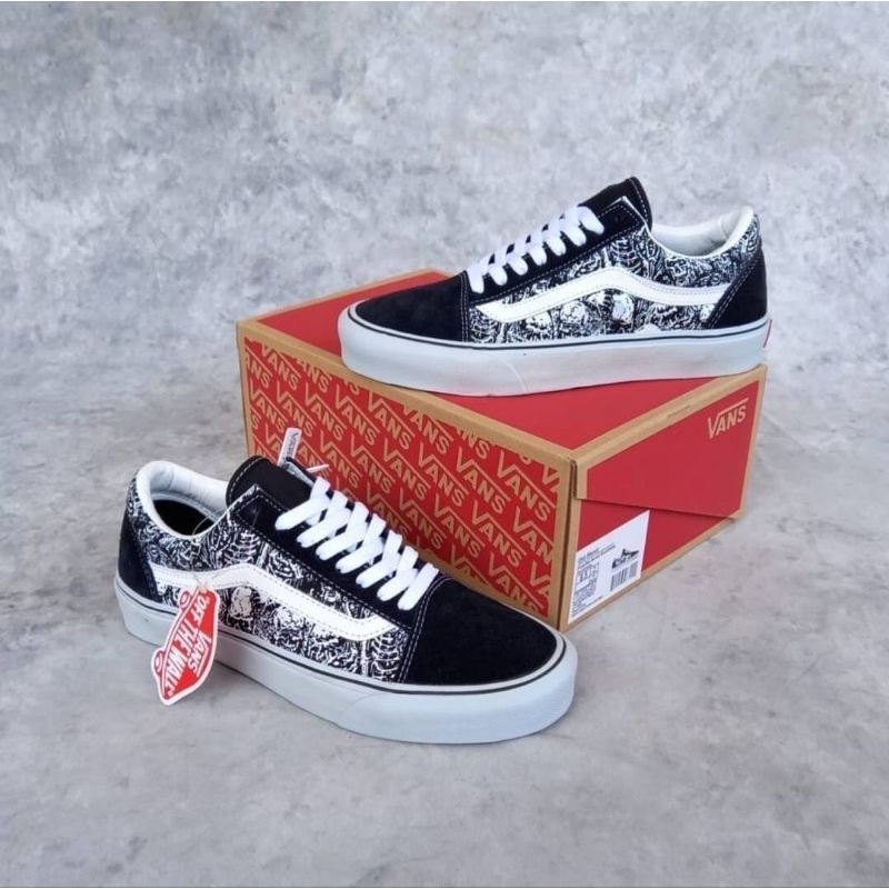 Jual Sepatu Vans Old Skool Forgotten Bones Black White Shopee Indonesia