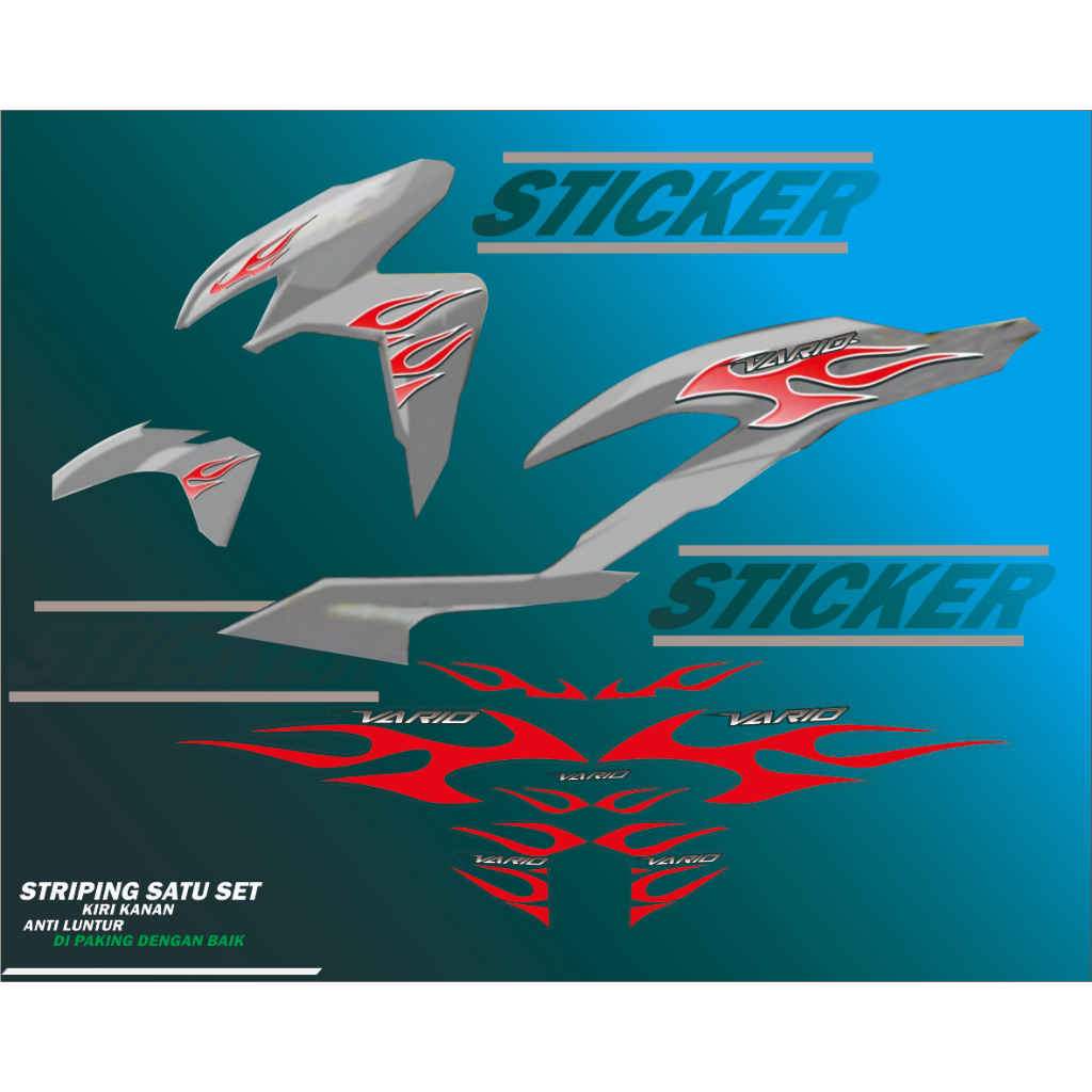 Jual sticker striping variasi honda vario cod motif api v11 costum ...