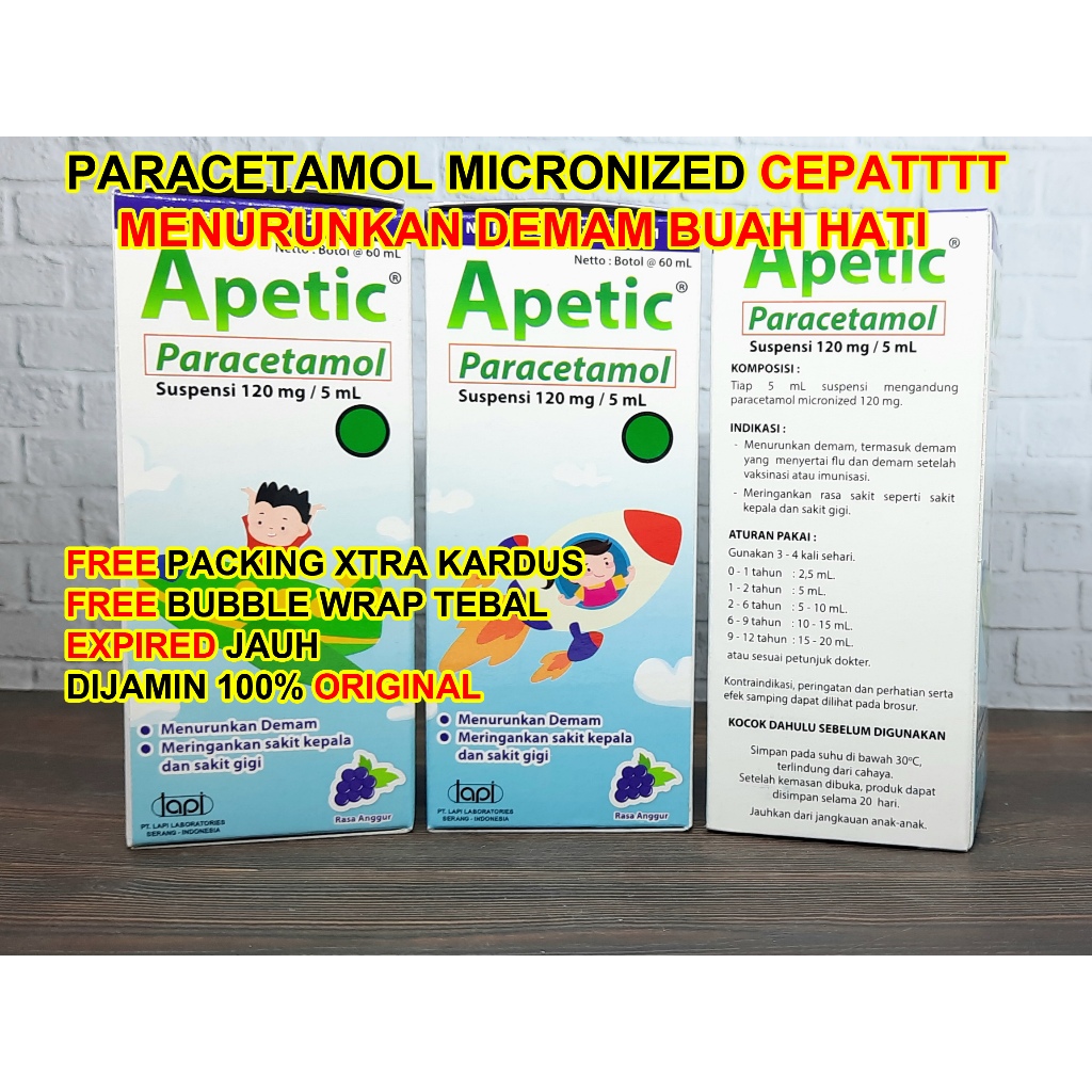Jual Apetic Syrup 60 ml Penurun Demam Anak Paracetamol Micronized Sirup ...