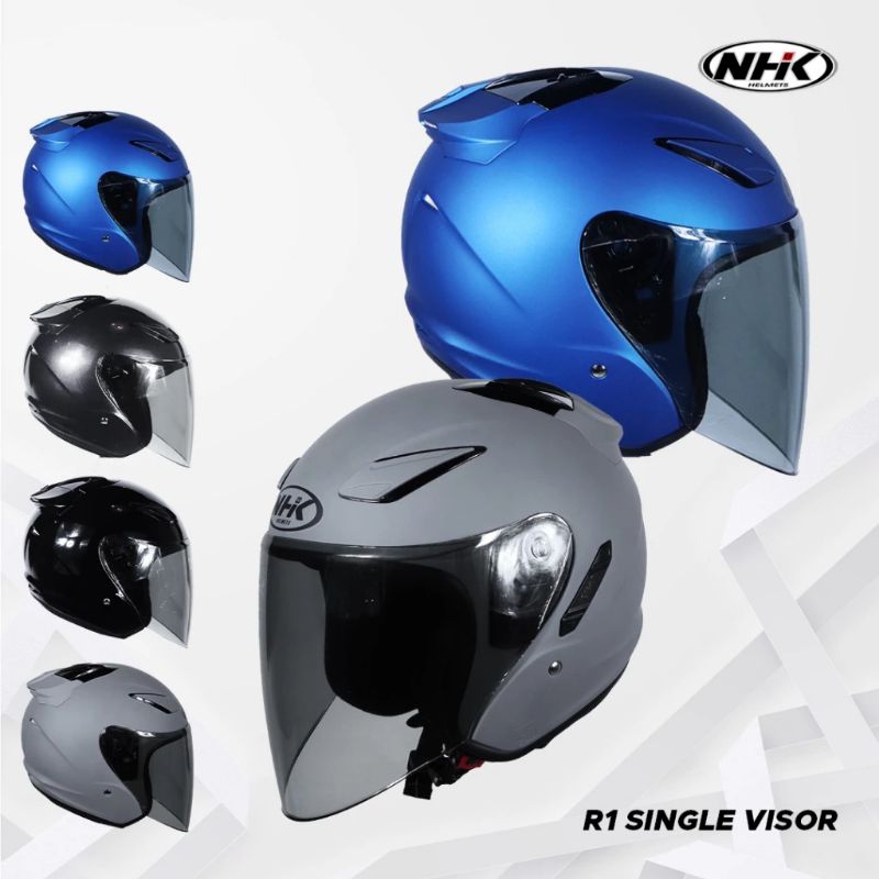 Jual Helm NHK R1 single visor solid halface SNI | Shopee Indonesia