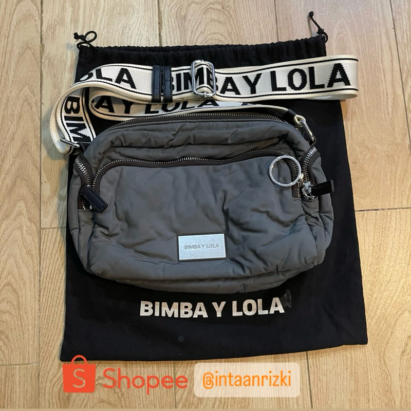 LIKE NEW Authentic Bimba Y Lola Olive Grey SHW with Dustbag Rare Item Winter Crossbody M Strap Black White Preloved