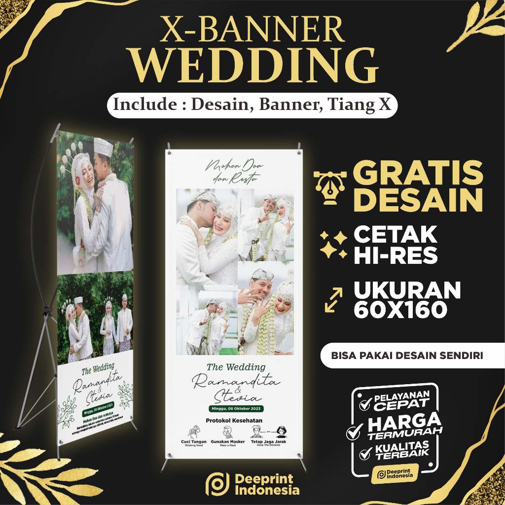 Jual X banner Wedding , X banner Pernikahan , xbanner 60x160 , Gratis Desain , Tiang X banner
