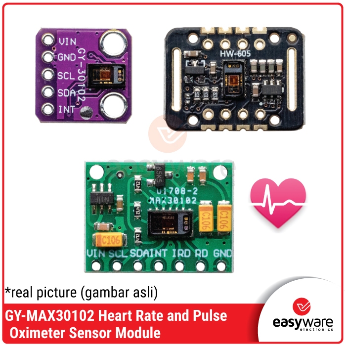 Jual Gy Max30102 Max30102 Heart Rate And Pulse Oximeter Sensor Module Green Black Purple 