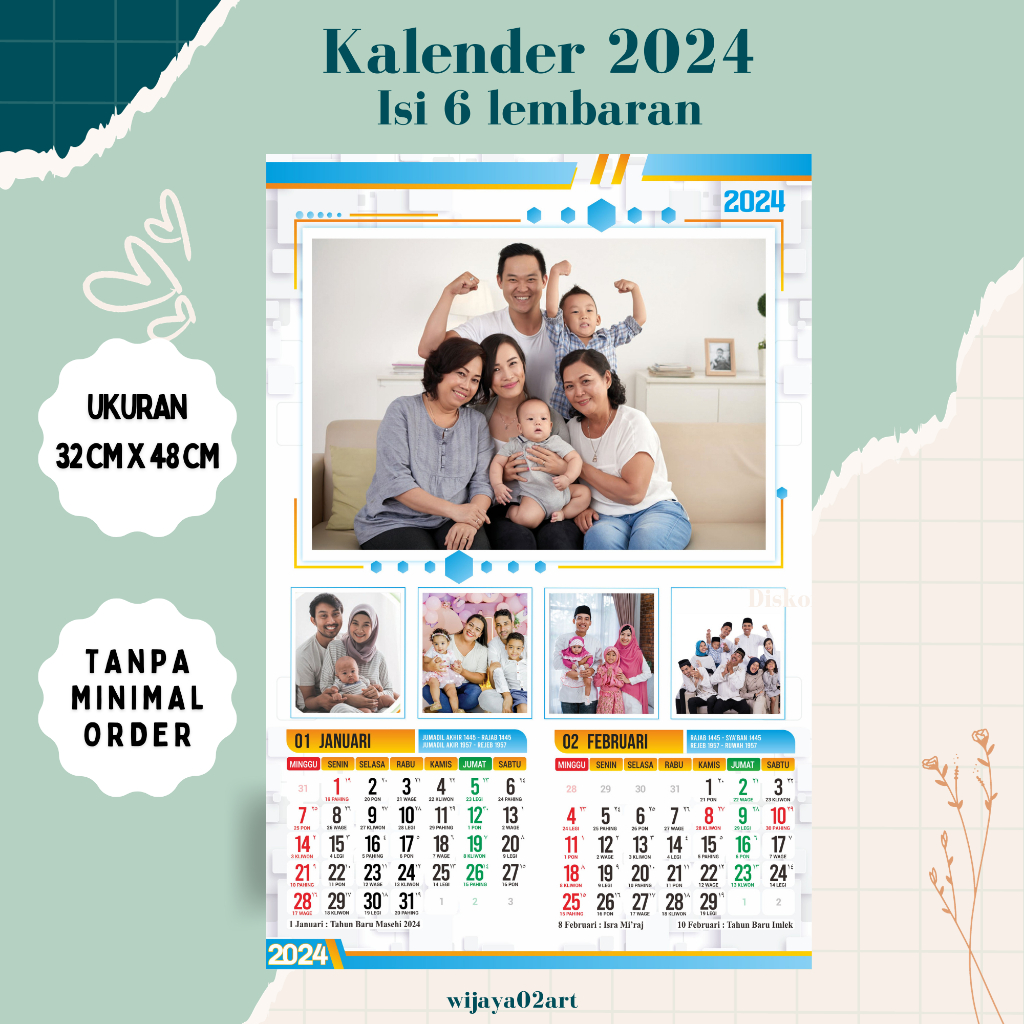 Jual KALENDER DINDING 2024 // 6 Lembar // Custom Foto | Shopee Indonesia