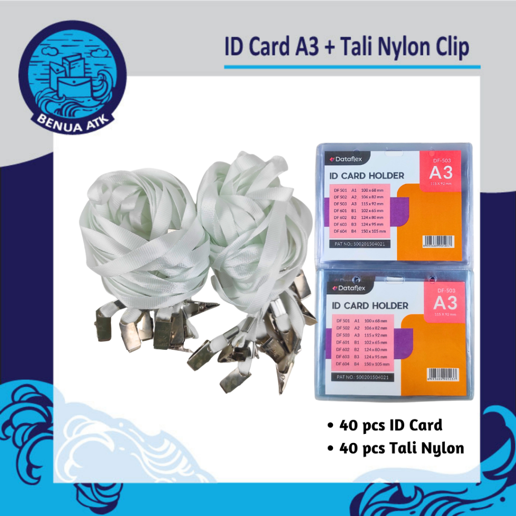 Jual Bundling ID Card A3 + Tali Nylon Clip Besi [NYL] | Shopee Indonesia