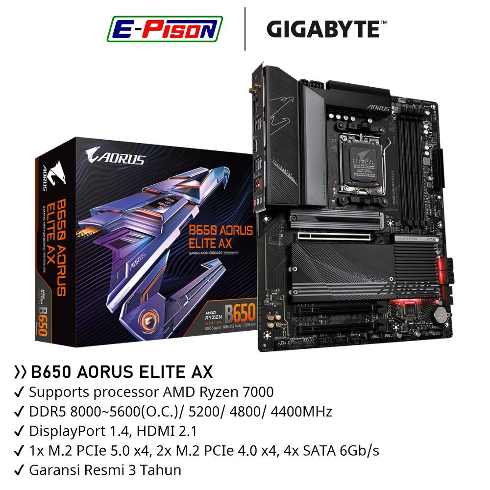 Jual GIGABYTE B650 AORUS ELITE AX WIFI Motherboard AMD B650 AM5 DDR5 ...