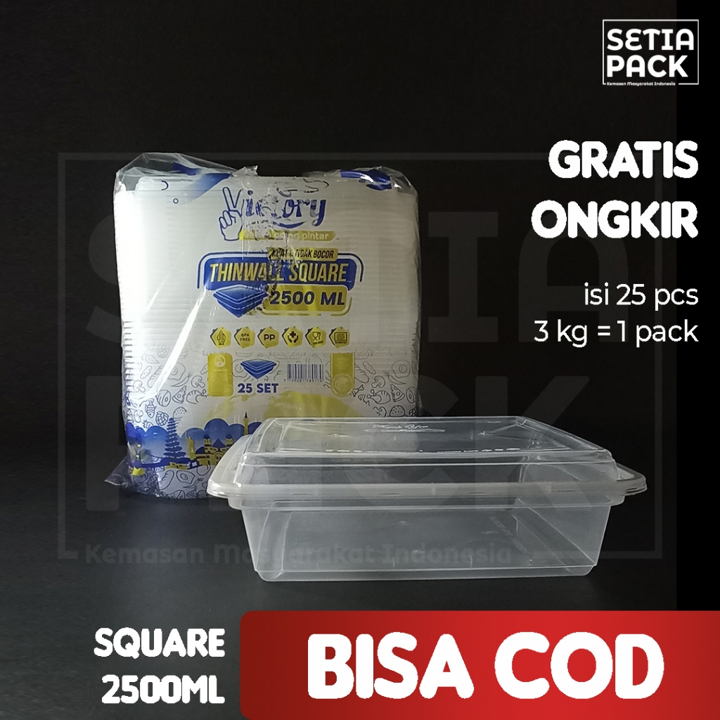 Jual Thinwall Kotak Plastik Besar 2500ml Food Container Kotak Makanan