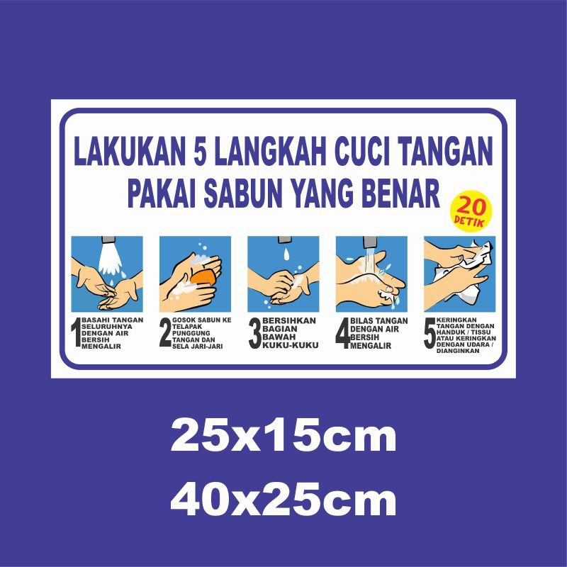 Jual Stiker Lakukan 5 Langkah Cuci Tangan Pake Sabun Yang Benar ...