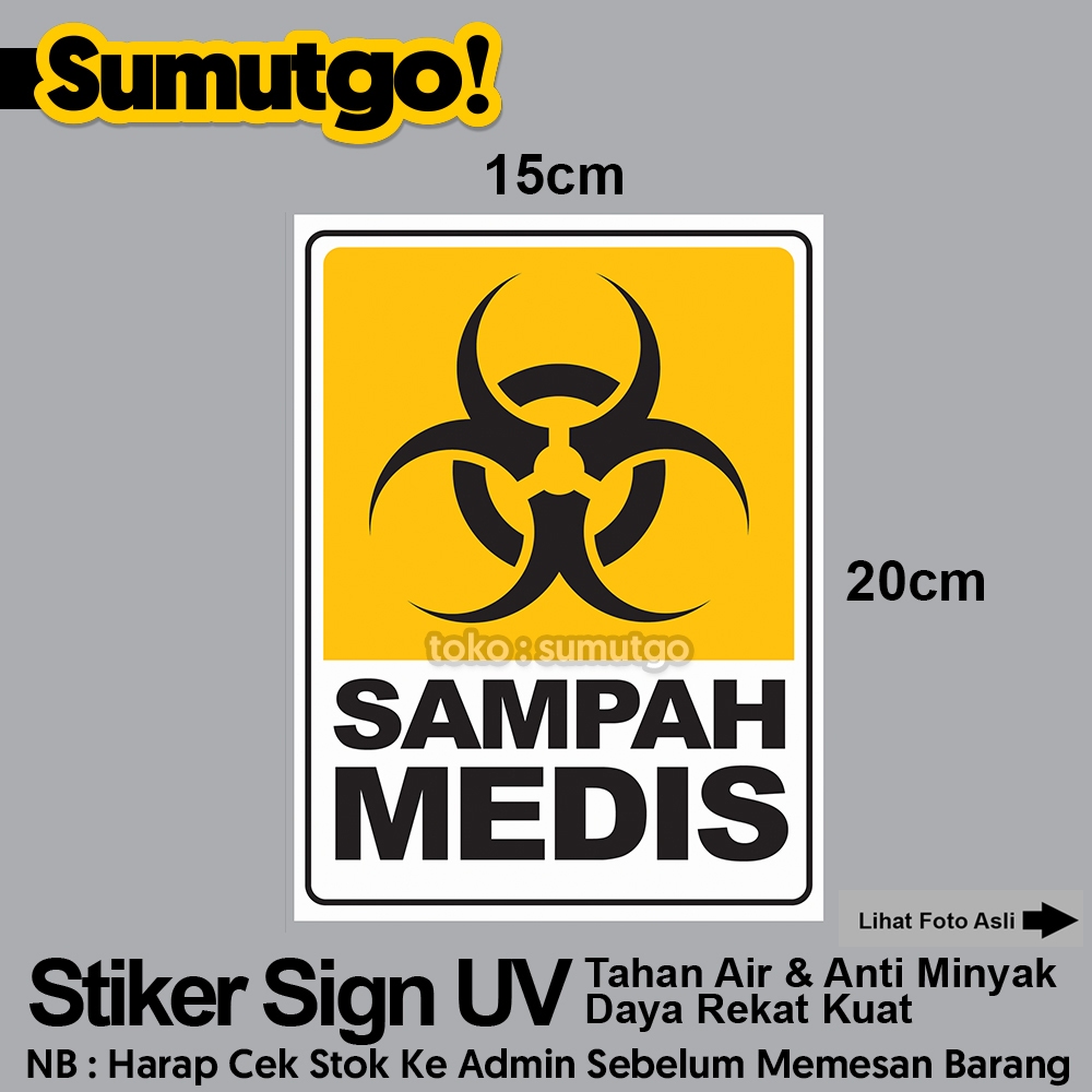 Jual Stiker Sampah Medis Medical Hazardous Waste Kuning uk 15 x 20 cm ...