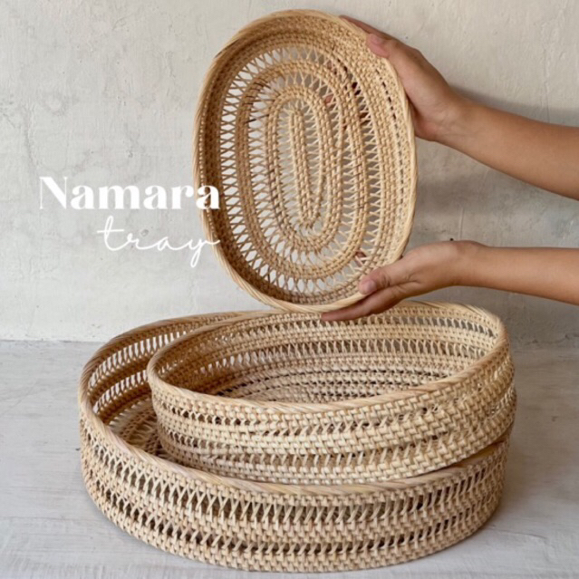 Jual Namara Tray | Nampan Saji Oval Handmade | Rattan Tray | Baki ...