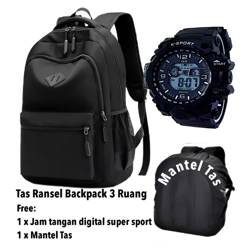 Jual Ransel model terbaru 3 ruang Free jam tangan digital sport ...
