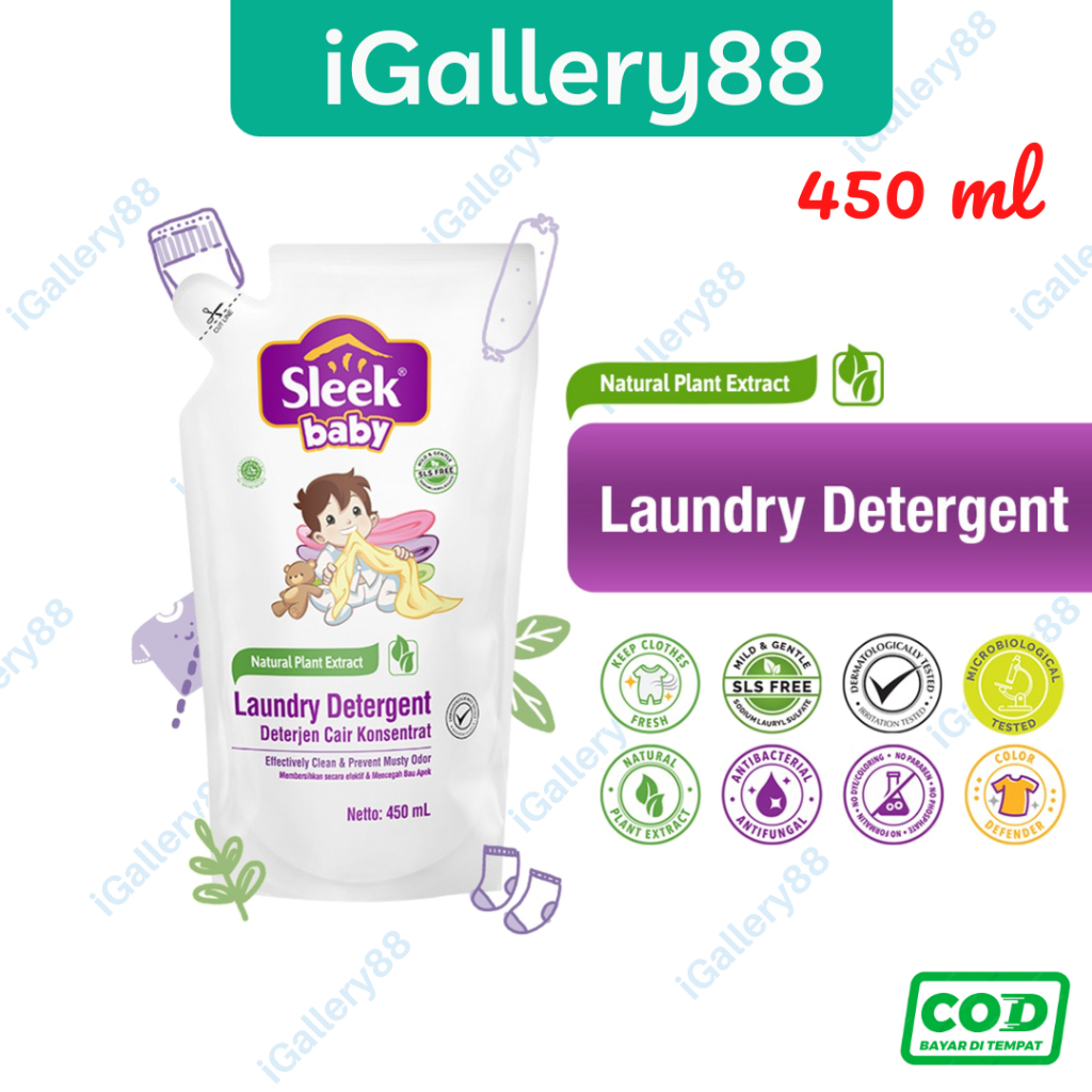 Jual Sleek Baby Laundry Detergent Refill Pouch 450ml Shopee Indonesia