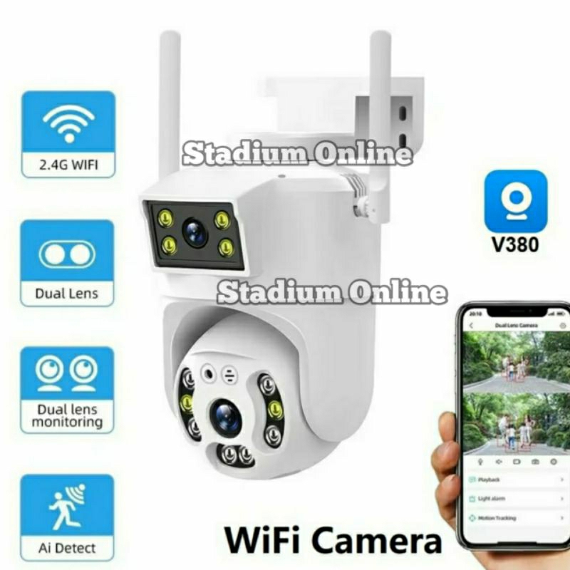 Jual Kamera CCTV Wifi 8MP 4K Zoom Pan Tilt Outdoor IP Camera Dual Lensa ...