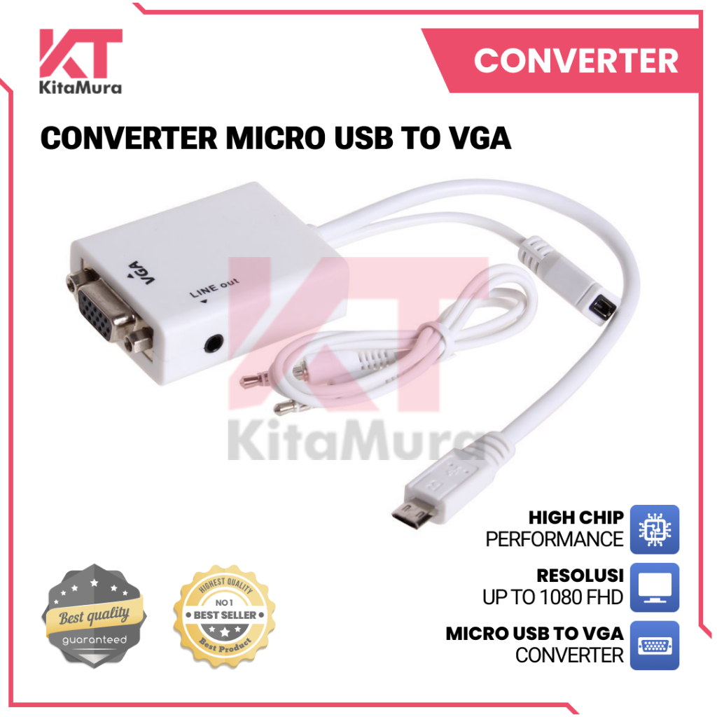 Jual Micro USB to VGA Converter, Converter USB To VGA With Audio ...
