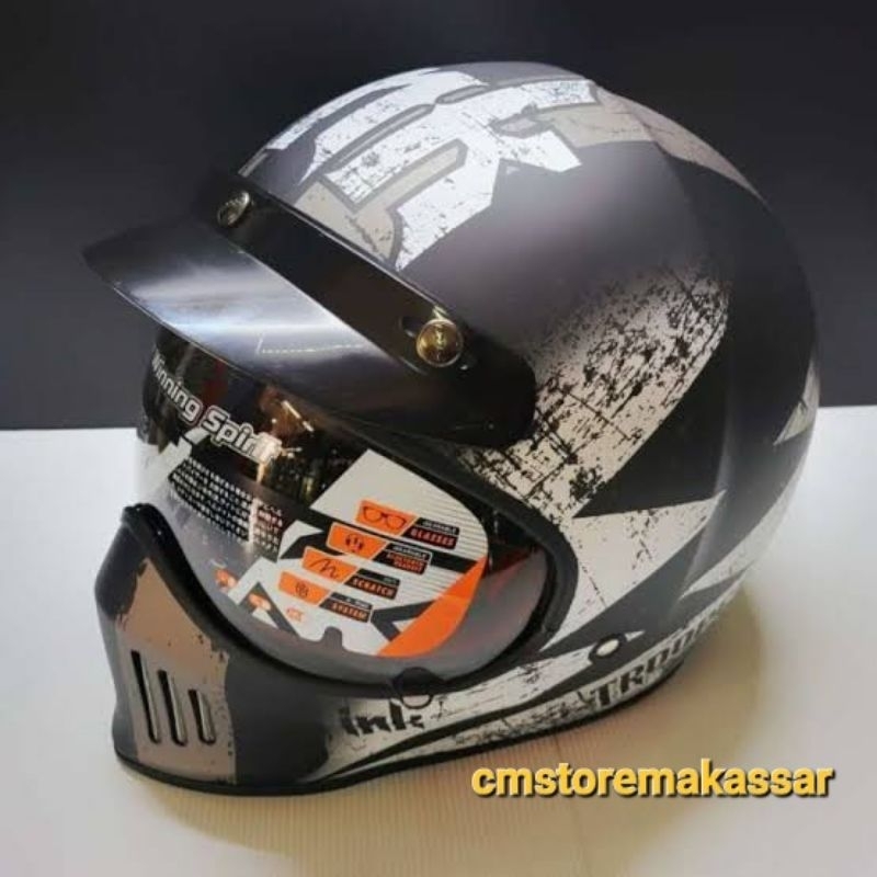 Jual Helm INK Trooper Full Face Solid Dan Motif SNI DOT Retro Classic ...