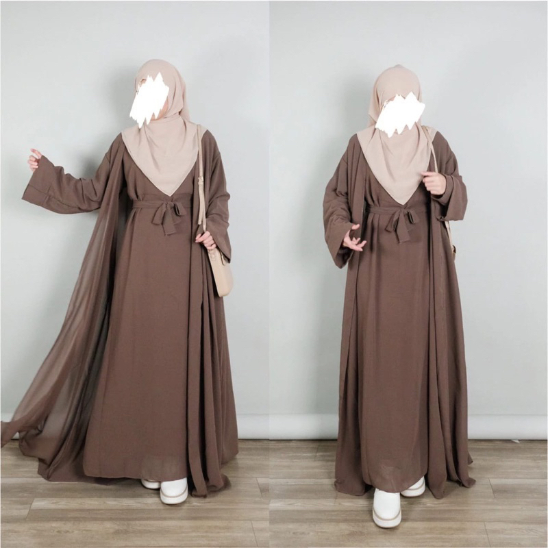 Jual Salwa Abaya In Set Gamis Dan Outer Ceruty Babydoll Dapat Baju