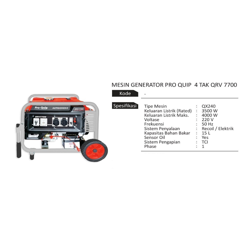 Jual Mesin Genset Proquip 4000 Watt QRV 7700 Gasoline Generator 4 Tak ...