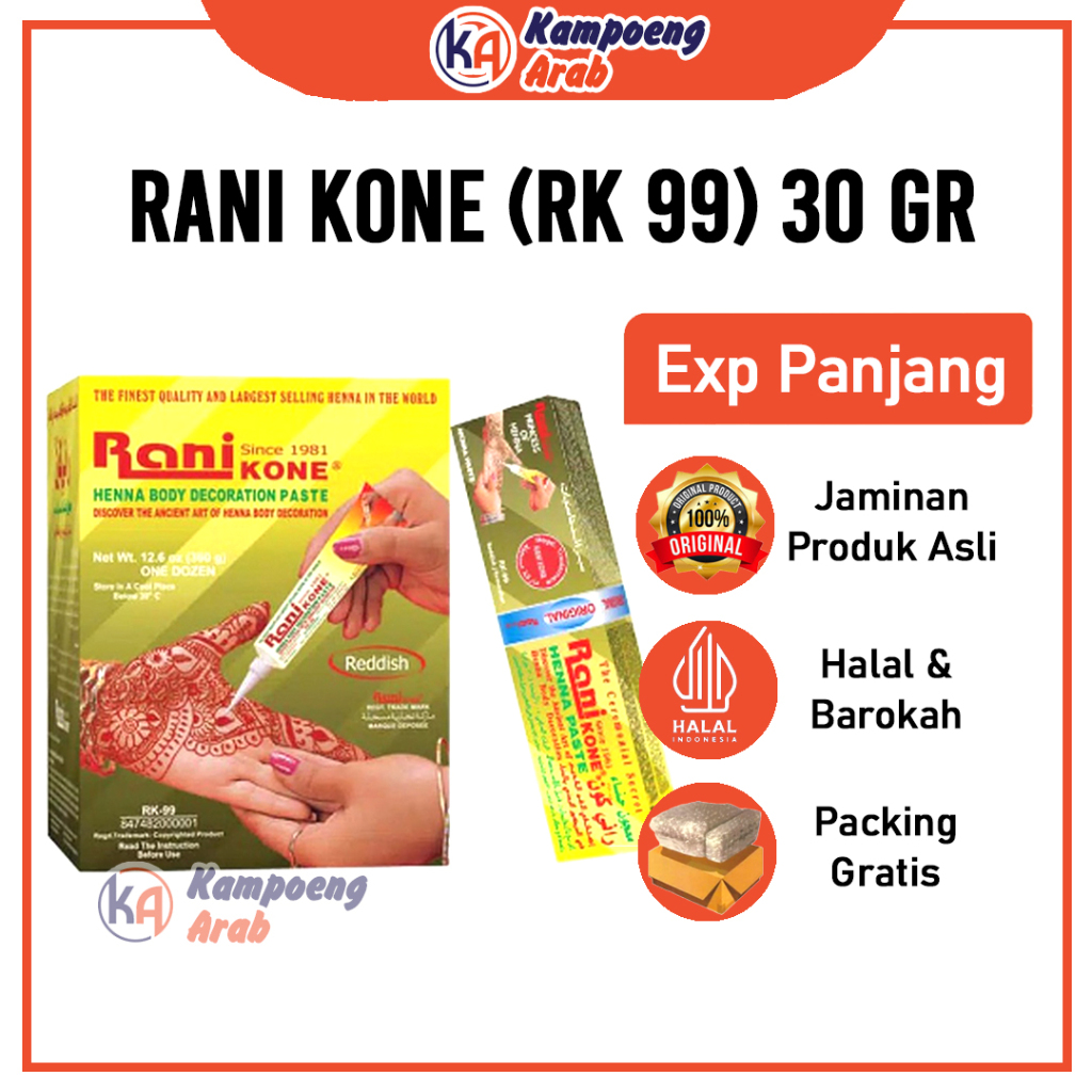 Jual Henna Kutek Kuku RK99 30GR (Merah) Rani Kone Aneka Warna India ...