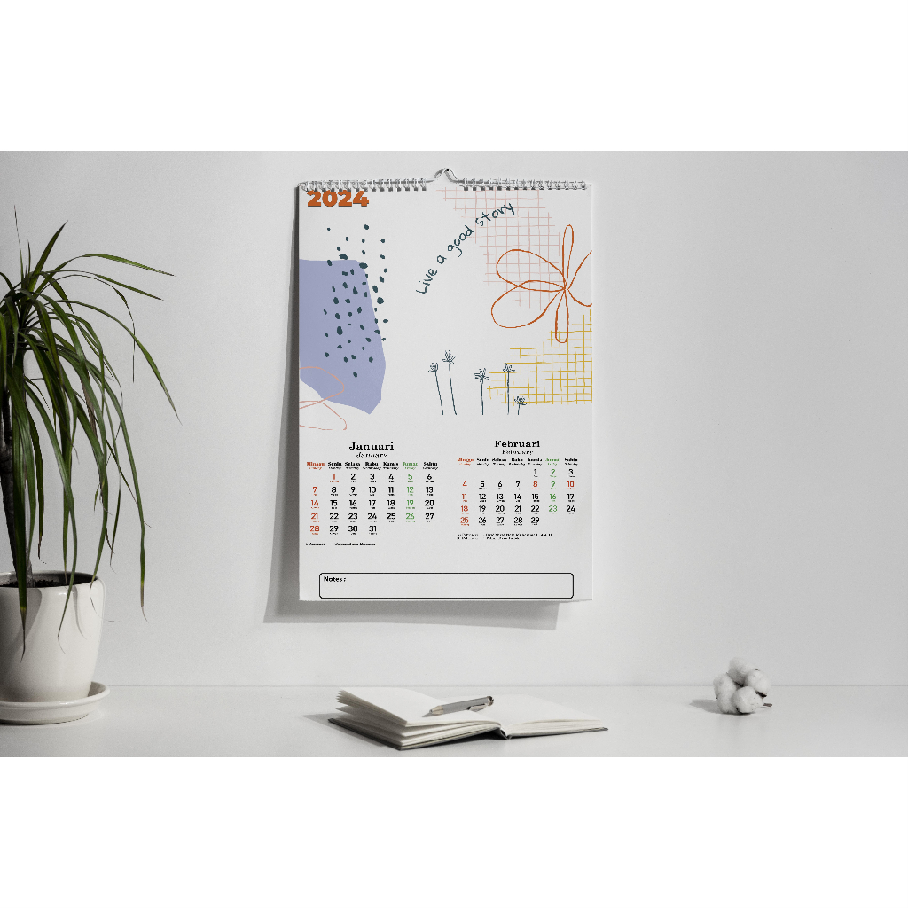 Jual Kalender Dinding A3 Aesthetic 2024 II Kalender Spiral II Calendar ...