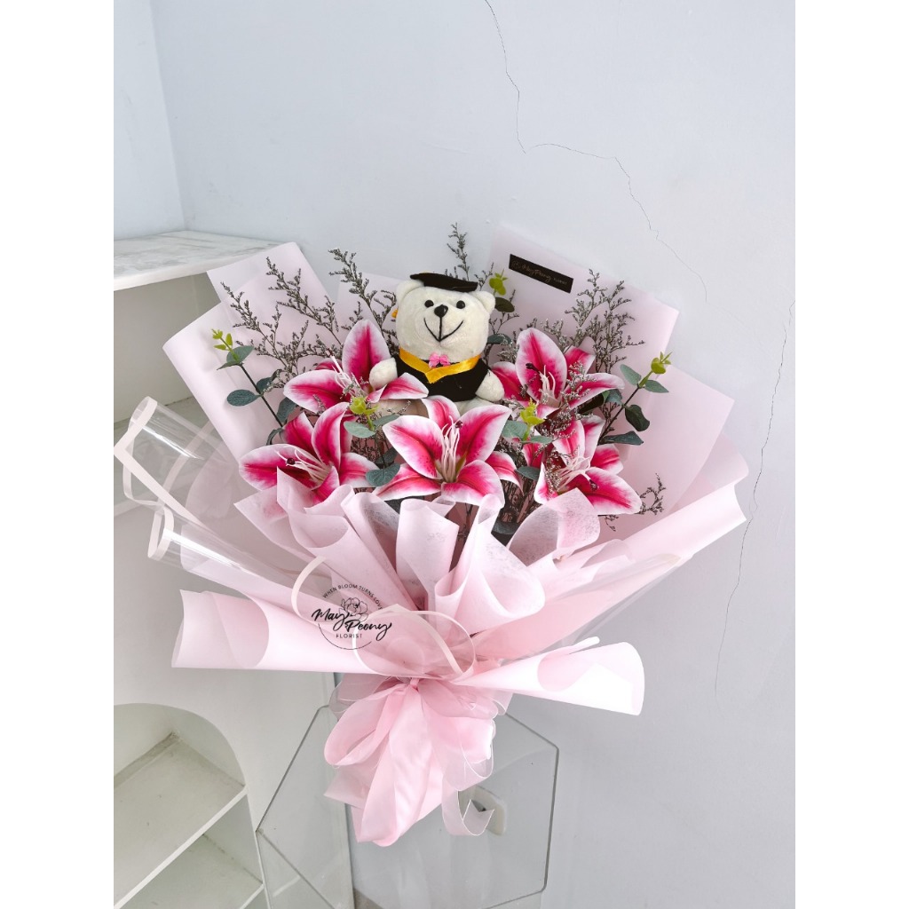 Jual ARTIFICIAL LILY GRADUATION BOUQUET 5 STEM - BUKET BUNGA WISUDA ...