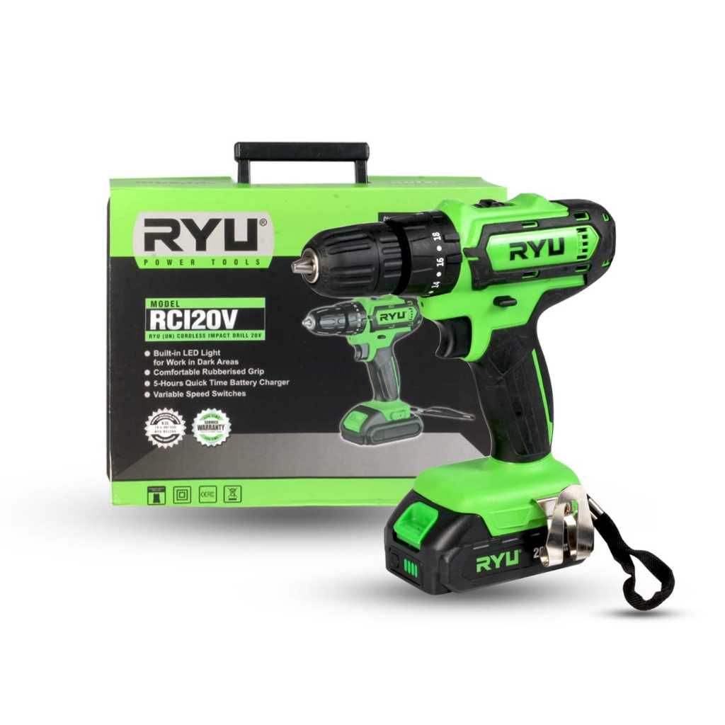 Jual RYU Cordless Impact Drill 20V Rci20V - Mesin Bor Baterai Bor ...