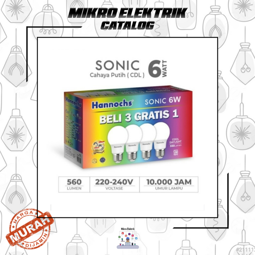 Jual Lampu LED Hannochs Sonic 6 Watt BELI 3 GRATIS 1 | Shopee Indonesia