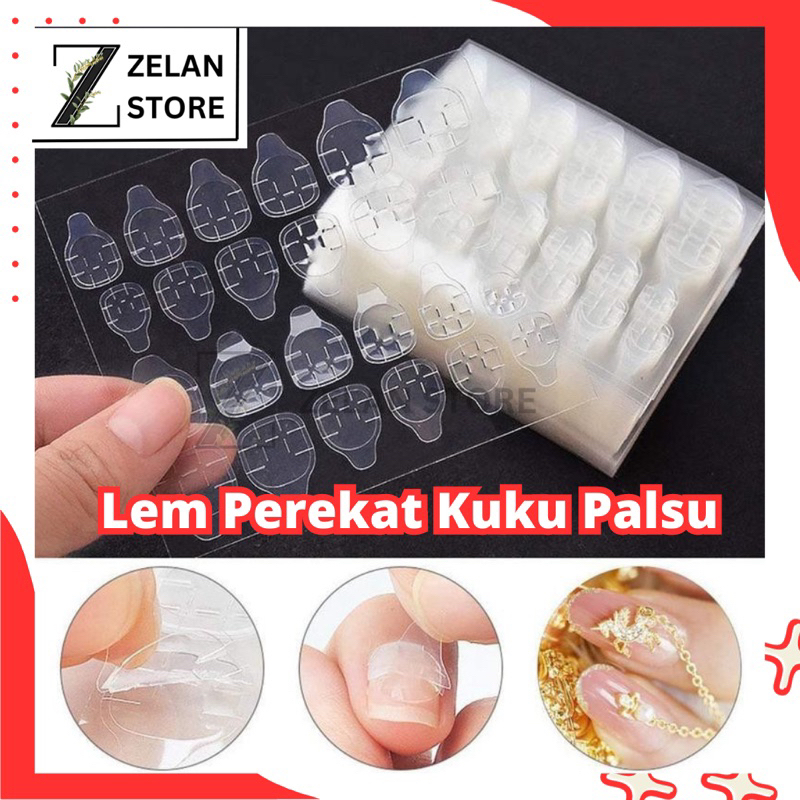 Jual Lem Kuku Palsu Gel Double Tape Stiker Kuku Palsu 24pcs Shopee