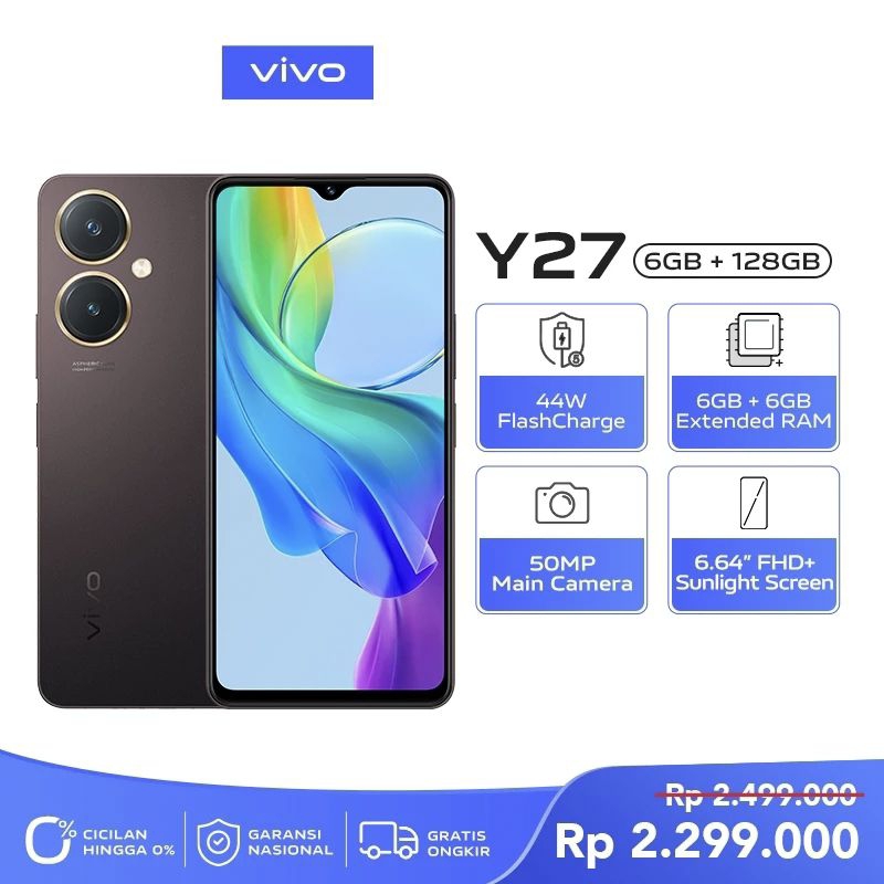 Jual VIVO Y27 RAM 6/128GB BLACK (RAM 6+6GB EXTENDED , 50MP CAMERA , 44W ...