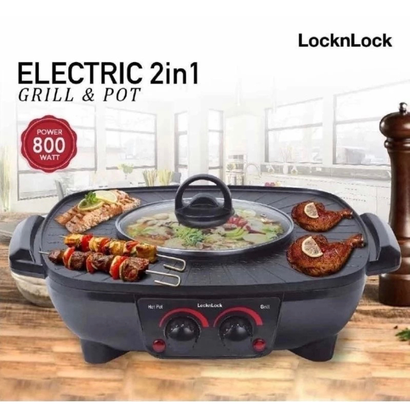 Jual LOCKNLOCK Electric 2in1 Grill and Pot 800 Watt Shopee Indonesia