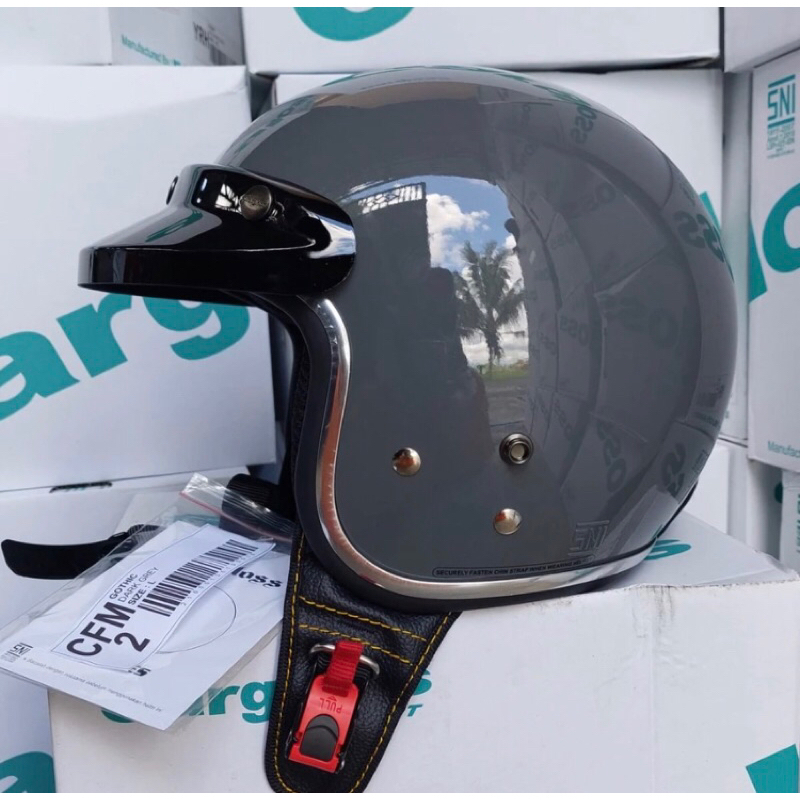 Jual Helm Cargloss Retro Half Face Abu-abu | Shopee Indonesia