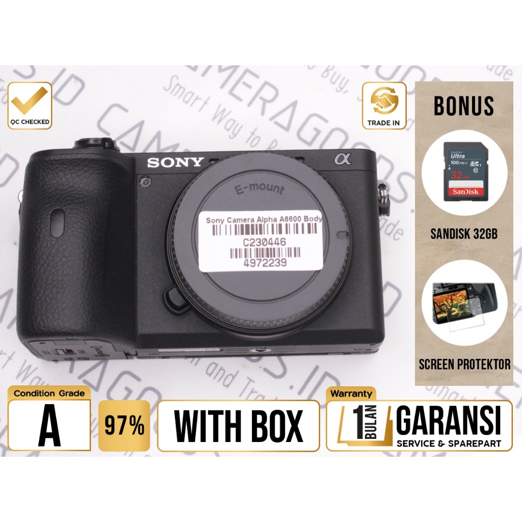 Jual Sony Alpha A6600 Mirrorless 4K APSC Camera Body Grade A