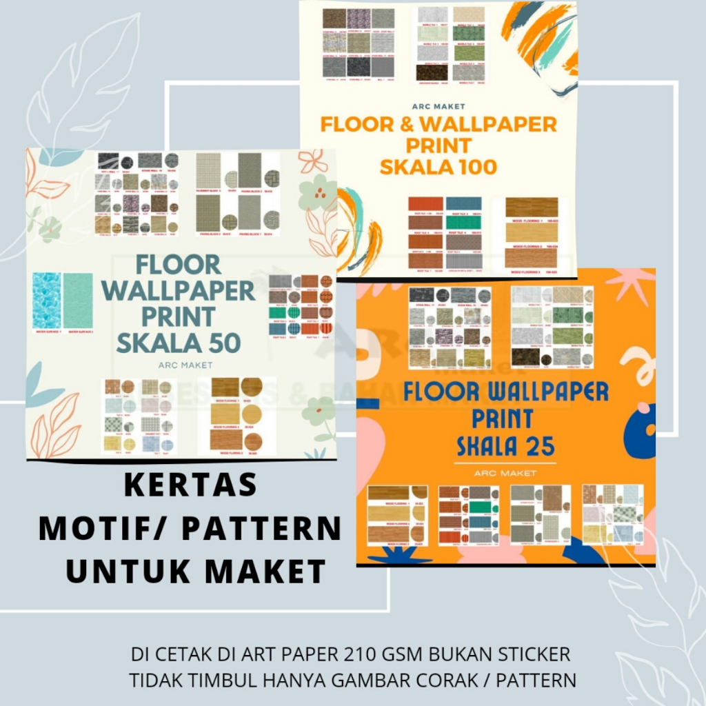 Jual Kertas Motif Miniatur Dinding Lantai Atap Paving Batu Bata Skala Dan