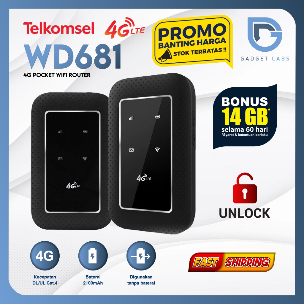 Jual Modem Mifi Wifi JIO WD681 Telkomsel 4G LTE 14GB UNLOCK All Operator GSM / JMR591 Shopee